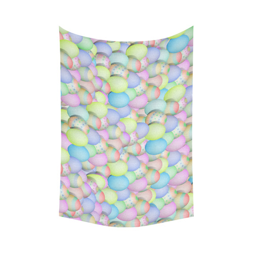 Pastel Colored Easter Eggs Cotton Linen Wall Tapestry 90"x 60"