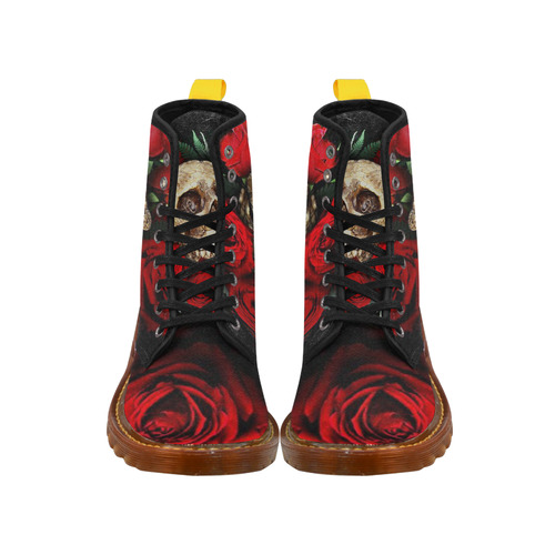 Skull with Flower Martin Boots For Women Model 1203H