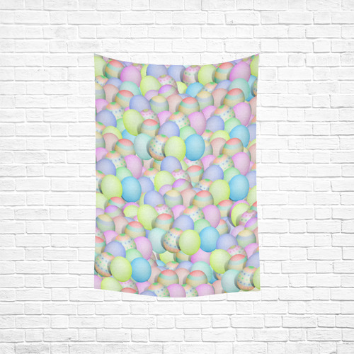 Pastel Colored Easter Eggs Cotton Linen Wall Tapestry 40"x 60"