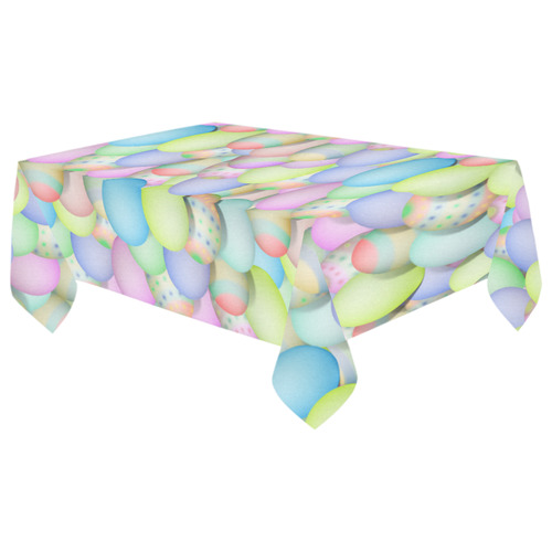 Pastel Colored Easter Eggs Cotton Linen Tablecloth 60"x 104"