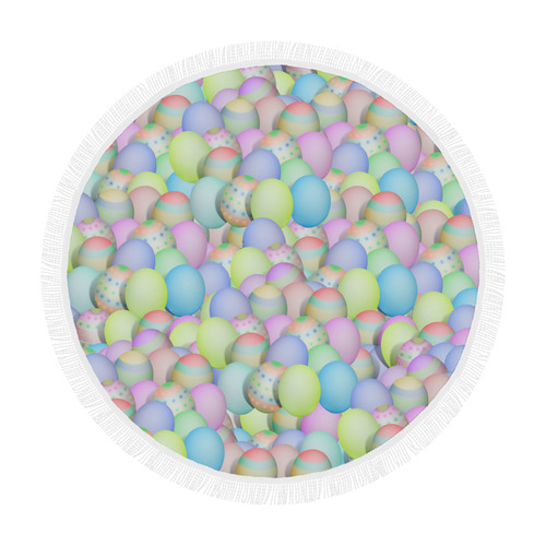 Pastel Colored Easter Eggs Circular Beach Shawl 59"x 59"