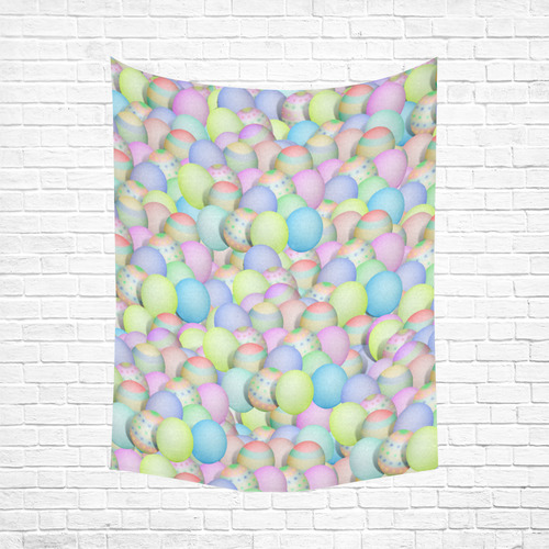 Pastel Colored Easter Eggs Cotton Linen Wall Tapestry 60"x 80"