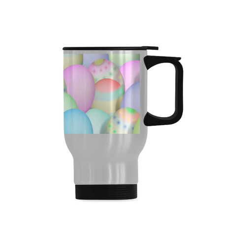 Pastel Colored Easter Eggs Travel Mug (Silver) (14 Oz)