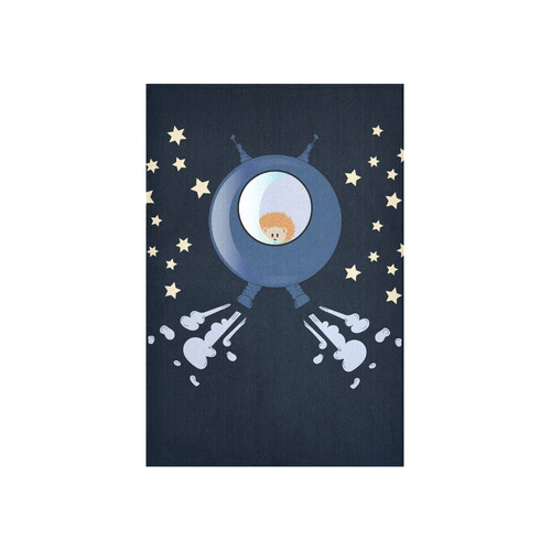 Hedgehog in space. spacecraft. Cotton Linen Wall Tapestry 40"x 60"