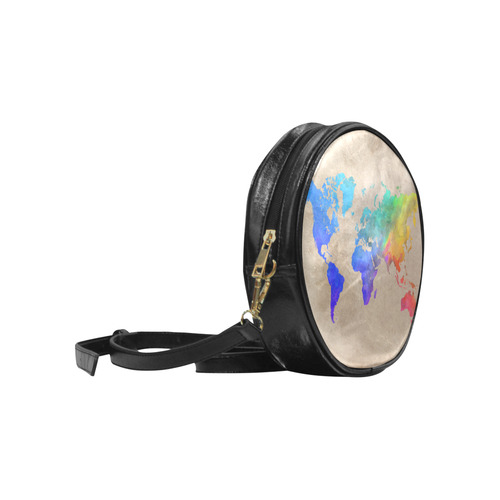 world map Round Sling Bag (Model 1647)