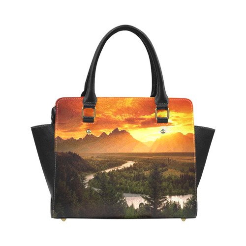 Sunset Mountain Forest Landscape Classic Shoulder Handbag (Model 1653)