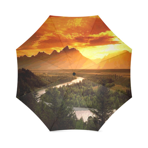 Sunset Mountain Forest Landscape Foldable Umbrella (Model U01)