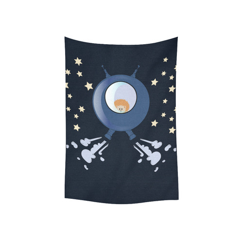 Hedgehog in space. spacecraft. Cotton Linen Wall Tapestry 40"x 60"