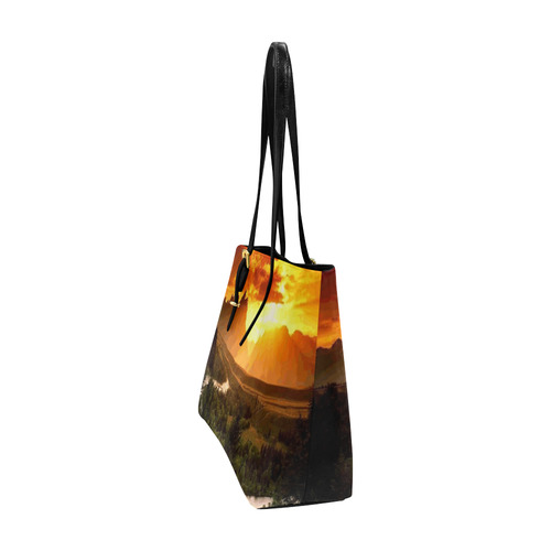 Sunset Mountain Forest Landscape Euramerican Tote Bag/Large (Model 1656)
