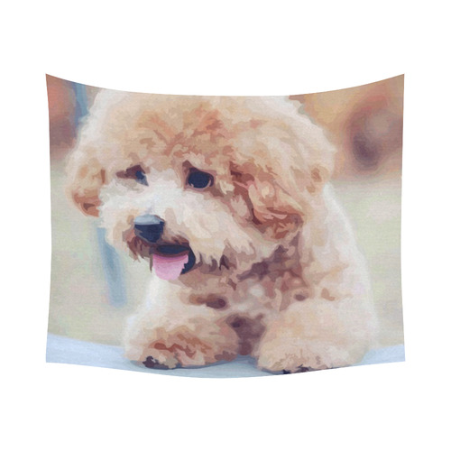 Super Cute Warm Fuzzy Puppy Cotton Linen Wall Tapestry 60"x 51"