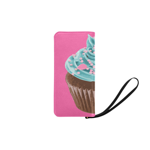 Blue Cupcake, Pink Sprinkles, Chocolate Brown, on Pink Women's Clutch Purse (Model 1637)