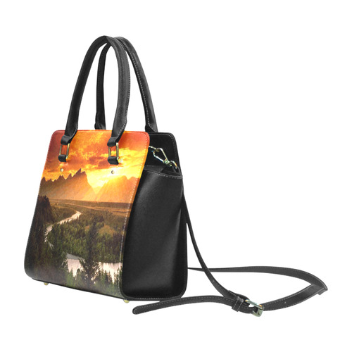 Sunset Mountain Forest Landscape Classic Shoulder Handbag (Model 1653)