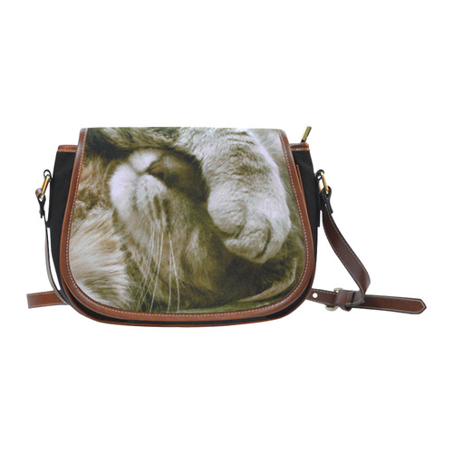 Cat Nap Funny Feline Photo Art Saddle Bag/Small (Model 1649)(Flap Customization)