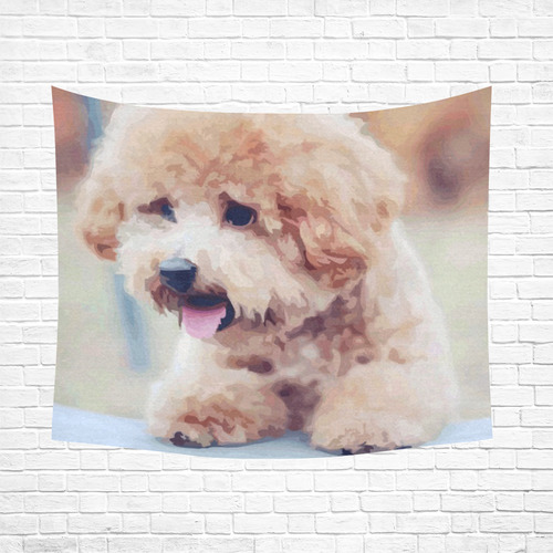 Super Cute Warm Fuzzy Puppy Cotton Linen Wall Tapestry 60"x 51"