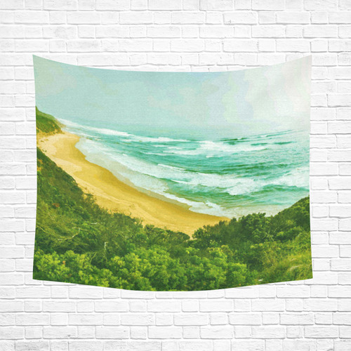 Modern Impressionist Beach Landscape Cotton Linen Wall Tapestry 60"x 51"