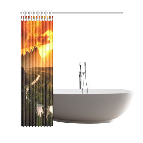 Sunset Mountain Forest Landscape Shower Curtain 69"x72"