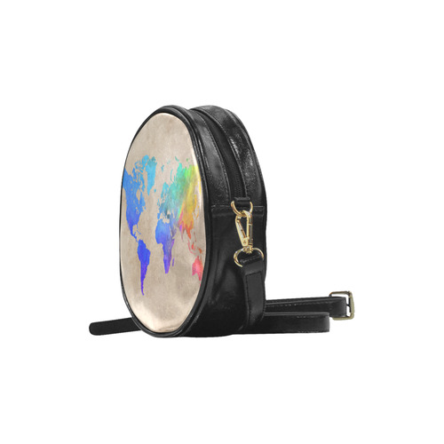 world map Round Sling Bag (Model 1647)