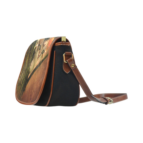 Little cute kitten on a tree Saddle Bag/Small (Model 1649)(Flap Customization)