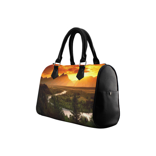 Sunset Mountain Forest Landscape Boston Handbag (Model 1621)