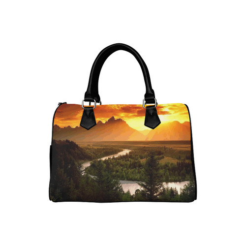 Sunset Mountain Forest Landscape Boston Handbag (Model 1621)