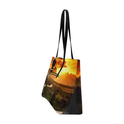 Sunset Mountain Forest Landscape Euramerican Tote Bag/Large (Model 1656)