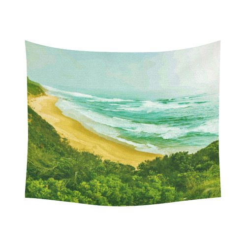 Modern Impressionist Beach Landscape Cotton Linen Wall Tapestry 60"x 51"