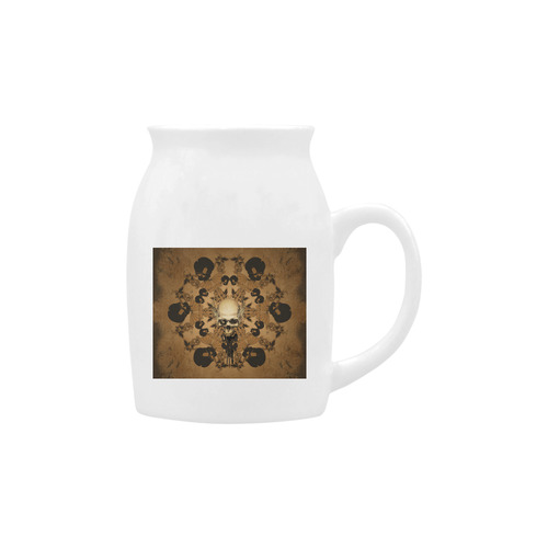 Skull with skull mandala on the background Milk Cup (Small) 300ml