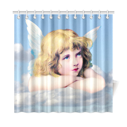 Vintage Angel Clouds Blue Sky Shower Curtain 72"x72"