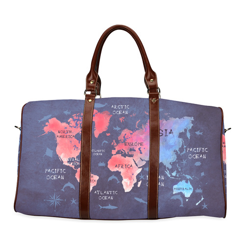 world map Waterproof Travel Bag/Small (Model 1639)