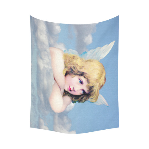Vintage Angel Clouds Blue Sky Cotton Linen Wall Tapestry 80"x 60"
