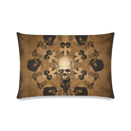 Skull with skull mandala on the background Custom Zippered Pillow Case 16"x24"(Twin Sides)