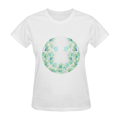 flowers in the wind teal Sunny Women's T-shirt (Model T05)