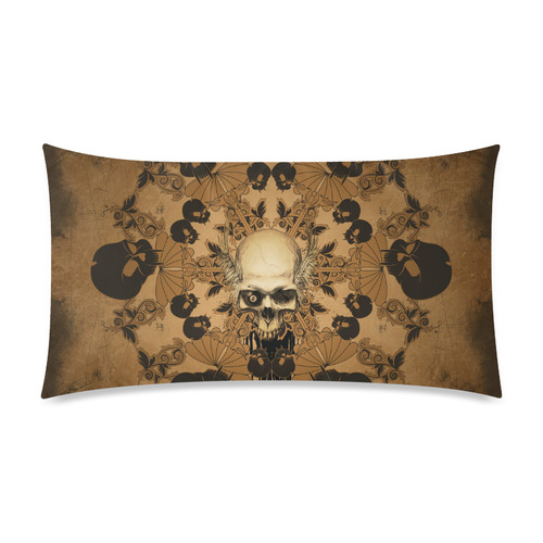 Skull with skull mandala on the background Rectangle Pillow Case 20"x36"(Twin Sides)