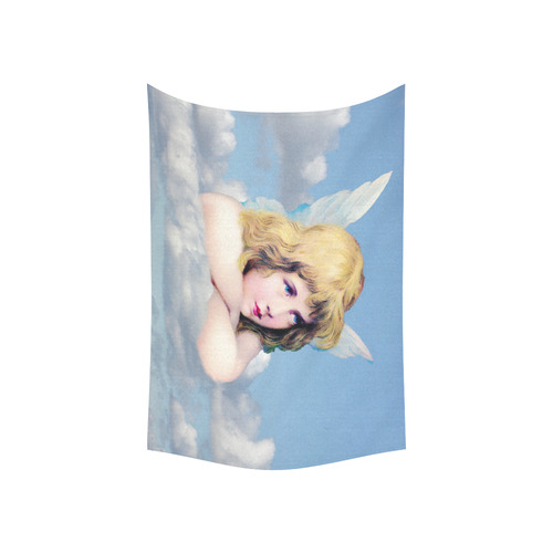 Vintage Angel Clouds Blue Sky Cotton Linen Wall Tapestry 60"x 40"