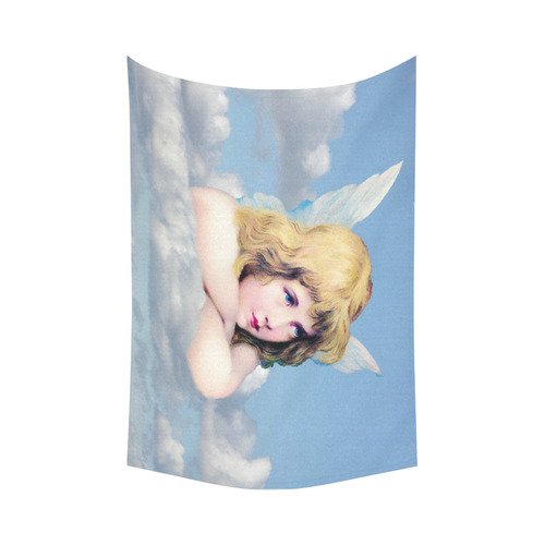 Vintage Angel Clouds Blue Sky Cotton Linen Wall Tapestry 90"x 60"