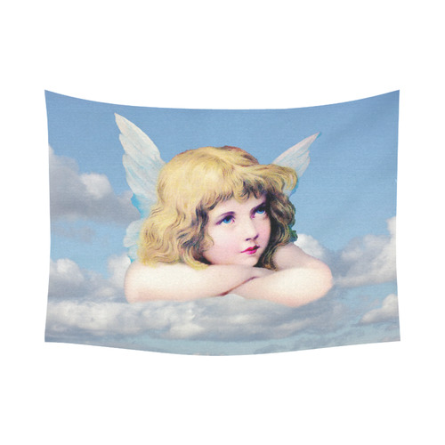 Vintage Angel Clouds Blue Sky Cotton Linen Wall Tapestry 80"x 60"