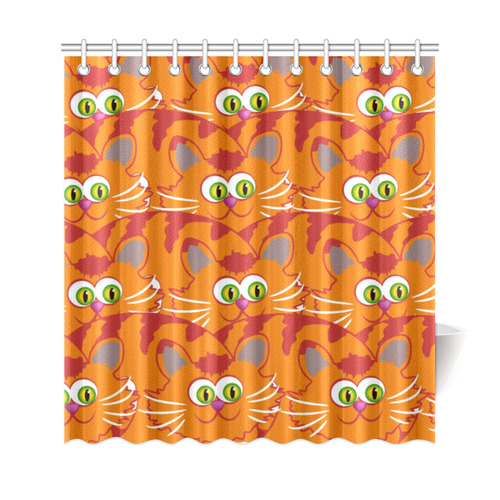 Funny Cartoon Cats Orange Tabby Shower Curtain 69"x72"