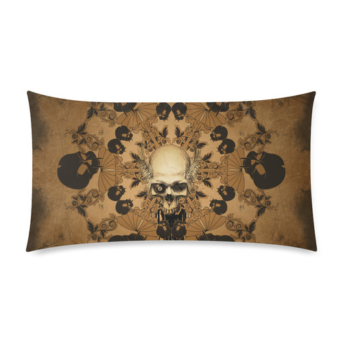 Skull with skull mandala on the background Rectangle Pillow Case 20"x36"(Twin Sides)