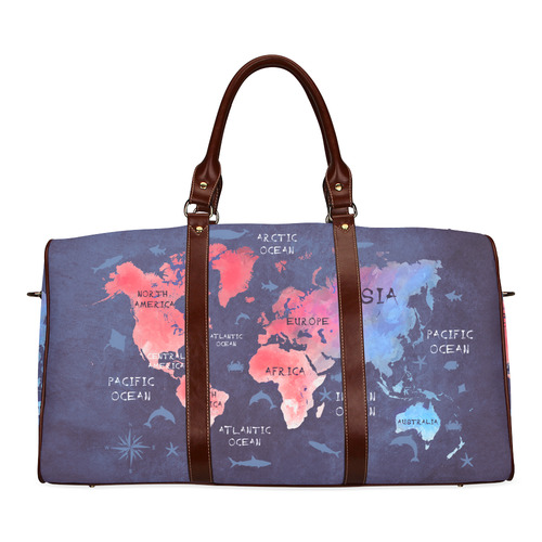 world map Waterproof Travel Bag/Small (Model 1639)