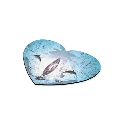 Surfing, surfboard and sharks Heart-shaped Mousepad