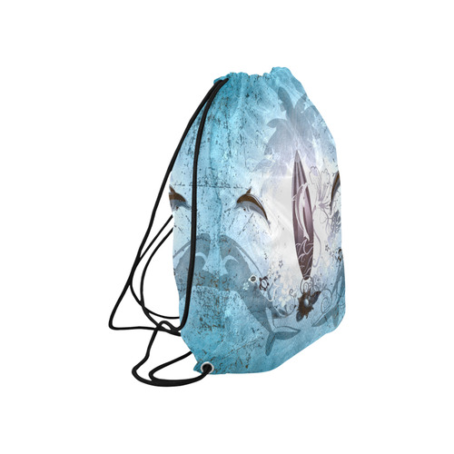 Surfing, surfboard and sharks Large Drawstring Bag Model 1604 (Twin Sides)  16.5"(W) * 19.3"(H)