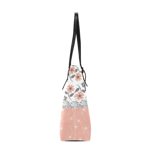 Grey Peach Flowers, Silver Gemstones, Sparkly Floral Pattern Euramerican Tote Bag/Small (Model 1655)