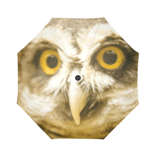 Owl With Golden Eyes Nature Art Auto-Foldable Umbrella (Model U04)