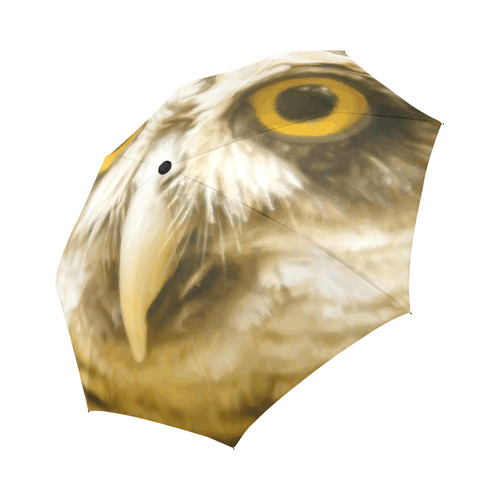 Owl With Golden Eyes Nature Art Auto-Foldable Umbrella (Model U04)