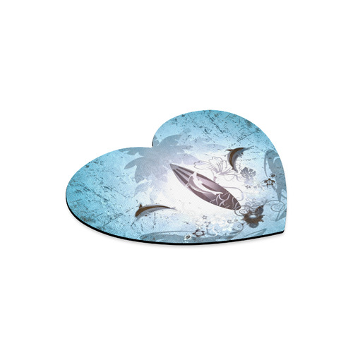 Surfing, surfboard and sharks Heart-shaped Mousepad