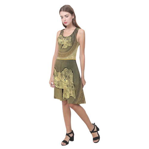 Mandala of cute elephant Atalanta Casual Sundress(Model D04)