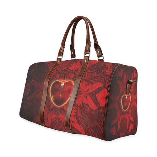 Heart on vintage background Waterproof Travel Bag/Large (Model 1639)