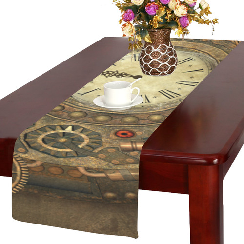 Steampunk, awesome clockwork Table Runner 14x72 inch