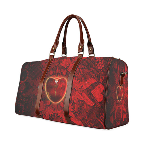 Heart on vintage background Waterproof Travel Bag/Large (Model 1639)