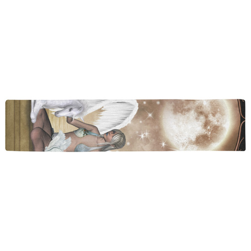 cute foal unicorn with fairy Table Runner 16x72 inch